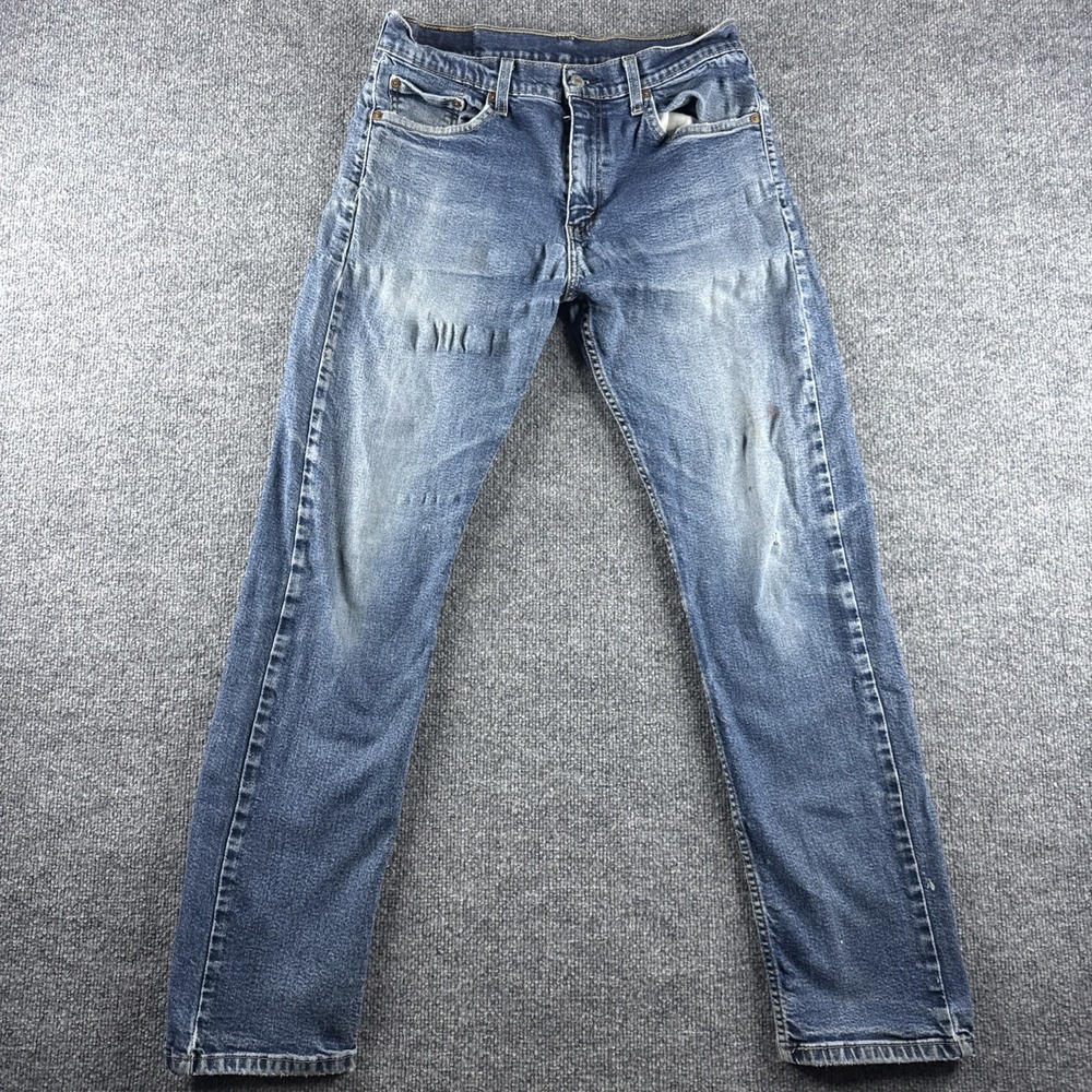Levis 505 Jeans Mens 32x32 Blue Straight Regular Fit‎ Denim Distressed Workwear